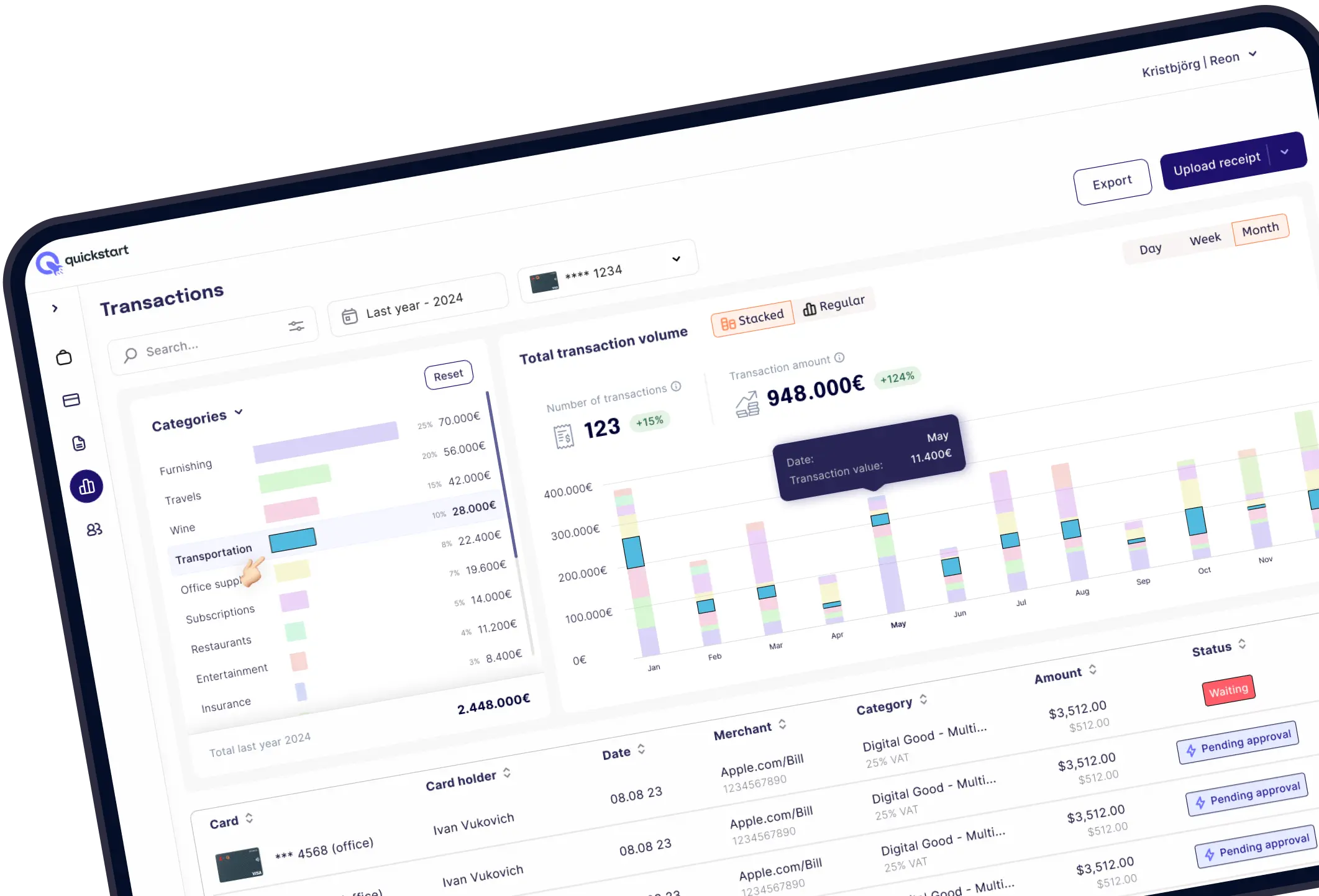 Quickstart - Specializing in end-to-end solutions, from product design to frontend and backend engineering. We streamline workflows for seamless document handling, contract management, and efficient payment solutions with integrated card services and transaction analysis.